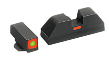 CAP Tritium Sight Set Glock 17/19/22 Green Front With Orange Square Outline Orange Rear Horizontal Line