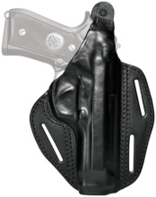 Three Slot Leather Pancake Holster Black Right Hand For Smith and Wesson M&P 9mm/.40 Four Inch Barrel