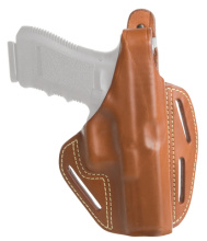 Three Slot Leather Pancake Holster Brown Right Hand For Glock 17/22/31