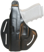 Three Slot Leather Pancake Holster Black Left Hand For Glock 26/27/33