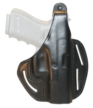 Three Slot Leather Pancake Holster Black Right Hand For Glock 19/23/32/36