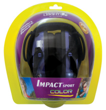 Impact Sport Folding Electronic Earmuff Purple Earcups