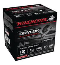 Drylok Super Steel High Velocity Waterfowl Loads Plated12 Gauge 3.5 Inch 1475 FPS 1.5 Ounce BBB Steel Shot