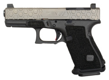 Z19 Glock 19 Gen4 9mm 4 Inch Barrel Titanium Gray Slide Finish ZEV Hex Cut Co-Witness Sight Set 15 Round