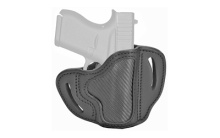 Belt Holster, Right Hand, Carbon Fiber Black, Leather, Fits 1911 3" / Bersa Thunder 380 / Glock 42, 43, 43x / Kahr CW45, K9 / Kimber Micro 380, Micro 9, Ultra Carry / Ruger LC9, SR22, SR1911 / Sig Sauer P238, P365, Ultra Nitron / Walther PPK / And simila