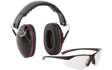 Gamma Junior Earmuff & Glasses Combo, Black/Orchi d Plastic, NRR 23 Rated, Anti-fog/Clear Lenses, Adjustable, Foldable 2326