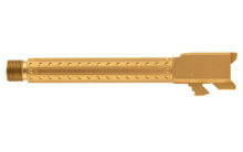 Premium Series, 9MM, 5" Threaded Barrel, 1/2x28, Bomber Fluting, For Glock 17 Gen 5, PVD Finish, Gold BAPSG175T2G