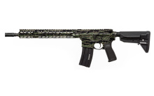 Recce 14 KMR-A Carbine, Semi-automatic Rifle, 223 Remington/556NATO, 14.5" Barrel (16" OAL with Pinned Brake), Mid-length Gas System, Camo Finish, Jungle Tiger Stripe, SOPMOD Stock, BCM Mod 3 Pistol Grip, KMR Alpha 13" Handguard, BCM Mod 1 Compensator, B