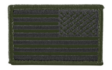 American Flag Patch, 2"X3", Reversed, OD and Black 90SAFV-R