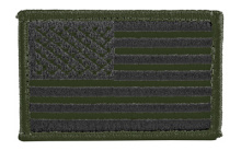 American Flag Patch, 2"X3", Hook and Loop, OD and Black 90SAFV