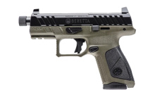 APX, A1 Tactical, Striker Fired, Semi-automatic, Polymer Frame Pistol, Compact, 9MM, 4.2" Threaded Barrel, 1/2x24, Matte Finish, Black Slide, Olive Drab Green Frame, Optics Ready, Trigger Safety, Blackout Suppressor Height Sights, Interchangeable Back St
