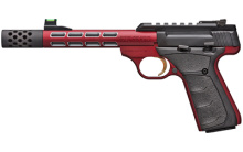 Buck Mark Vision, Semi-automatic, 22 LR, 5.875" Barrel, Threaded 1/2-28, Includes Muzzle Brake, Red Color, Anodized Finish, URX Rubber Grip, Thumb Safety, Right Hand, Adjustable Rear & Fiber Optic Front Sights, 10Rd, 2 Magazines 051563490
