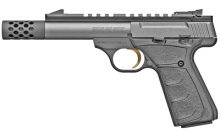 Buck Mark Field/Target, Semi-automatic, 22 LR, 4.4" Barrel, Threaded, Compensator, Gray Cerakote Finish, Aluminum Frame, Black Color, UFX Grip, Thumb Safety, Blade Front/Adjustable Rear, 10Rd, 2 Magazines 051570490