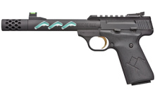 Buck Mark Plus Vision Mountain, Semi-automatic, 22 LR, 5.875" Skeletonized Barrel, Threaded, Compensator, Robin's Egg Blue Cerakote Inner Barrel, Black Anodized Outer Barrel, Black Anodized Aluminum Frame, UFX Grip, Thumb Safety, Adjustable Rear Sight &