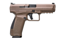 TP9SF, Striker Fired, Semi-automatic, Polymer Frame Pistol, 9MM, 4.46" Barrel, Match Grade Barrel, Matte Finish, Desert Tan, Warren Tactical Sights With Dot Front, 18 Rounds, 2 Magazines, Includes Holster and Interchangeable Backstraps HG4865D-N