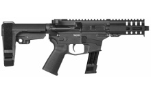 Banshee 300, MK17, Semi-automatic, AR, 9MM, 5" Barrel, Threaded 1/2-28, Graphite Black Color, Cerakote Finish, RML4 M-Lok Handguard, CMMG Single Stage Mil-Spec Trigger, Ambi Controls, Magpul MOE Grip, CMMG RipBrace, 21Rd, Accepts Sig P320 Magazines 92A17