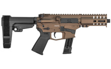 Banshee 300, MK17, Semi-automatic, AR, 9MM, 5" Barrel, Threaded 1/2-28, Midnight Bronze Color, Cerakote Finish, RML4 M-Lok Handguard, CMMG Single Stage Mil-Spec Trigger, Ambi Controls, Magpul MOE Grip, CMMG RipBrace, 21Rd, Accepts Sig P320 Magazines 92A1
