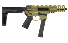 MkGs Banshee, Semi-automatic Pistol, 9mm, 5" Barrel, Aluminum Frame, Bazooka Green Cerakote, 33Rd, Tailhook MOD 2 Pistol Brace, Thread Protector, Threaded 1/2-28, CMMG RML4 Hand Guard, Magpul MOE Pistol Grip, Ambi Sling Plate, Ambi Selector, Ambi Chargin