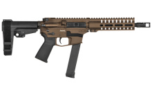 MkGs Banshee, Semi-automatic Pistol, 9MM, 8" Barrel, Aluminum Frame, Midnight Bronze Cerakote, CMMG RipBrace, 33Rd, 1 Magazine, CMMG M-LOK RML7 Handguard, Magpul MOE Pistol Grip, Ambi Sling Plate, Ambi Selector, Ambi Charging Handle 99A5188
