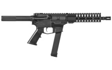 Banshee 100, Semi-automatic Pistol, 9MM, 8" Barrel, 1:10 Twist, Aluminum Frame, Black Finish, 33Rd Glock Magazine, CMMG Pistol Tube, A2 Flash Hider, Threaded 1/2-28, CMMG M-LOK RML7 Handguard, A2 Pistol Grip, Ambi Sling Plate 99A5194