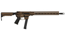 Resolute 300, Semi-automatic, 9MM, 16.1" Barrel, 1:10 Twist, Midnight Bronze Cerakote Finish, Magpul MOE Grip, CMMG RipStock, 33Rd Glock Magazine, CMMG M-LOK RML15 Handguard, CMMG SV Muzzle Brake, Geissele SSA Trigger 99AE65A-MB