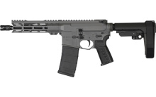 Banshee MK4, Semi-automatic Pistol, AR, 300 Blackout, 8" Threaded Barrel, 5/8x24, CMMG Zeroed Linear Compensator, Cerakote Finish, Tungsten, M-LOK Handguard, CMMG Zeroed Polymer Grip, Pistol Tube, Manual Safety, 30 Rounds, 1 Magazine PE-30A81BB-TNG