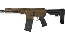 Banshee MK4, Semi-automatic Pistol, AR, 9MM, 8" Threaded Barrel, 1/2x28, CMMG Zeroed Linear Compensator, Cerakote Finish, Midnight Bronze, M-LOK Handguard, CMMG Zeroed Polymer Grip, Pistol Tube, Manual Safety, 30 Rounds, 1 Magazine PE-94A5185-MB