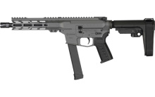 Banshee MKGs, Semi-automatic Pistol, AR, 9MM, 8" Threaded Barrel, 1/2x28, CMMG Zeroed Linear Compensator, Cerakote Finish, Tungsten, M-LOK Handguard, CMMG Zeroed Polymer Grip, Pistol Tube, Manual Safety, 33 Rounds, 1 Magazine, Accepts GLOCK Style Magazin