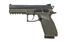 P-09, Double Action/ Single Action, Full Size pistol, 9MM, 4.5" Barrel, Polymer Frame, OD Green Finish, 10Rd, Swappable Safety/Decocker, Night Sights 01268