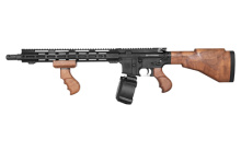 DB9R, Tommy Gun, Semi-automatic, AR, 9MM, 16", Black, CFP Walnut Tommy Gun Style AR-15 Grip and ForGrip, CFP Walnut Tommy Gun Style Stock, 1:10, 50 Rounds, 15" MLOK Rail, Savior Equipment Ultimate Guitar Case DB1480P001