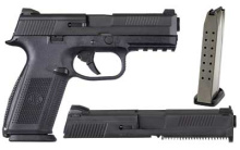 FNS-9/40 Combo Kit, Semi-automatic Full Size Pistol, Double Action Only, 40 S&W/9MM, 4" Barrel, Polymer Frame, Black Finish, Fixed Sights, 1-14Rd Mag, 1-17Rd Mag, Non-Manual Safety 66669