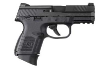 FNS-9 Compact, Double Action Only, Semi-automatic, Compact Pistol, 9mm, 3.6" Barrel, Polymer Frame, Black Finish, Fixed 3-Dot Sights, Manual Safety, 10Rd, 3 Magazines, Fired Case 66694