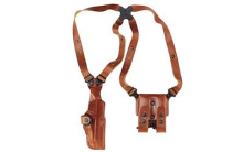 Vertical Shoulder Holster System, Fits Glock 17/19, Ambidextrous, Tan Leather VHS224