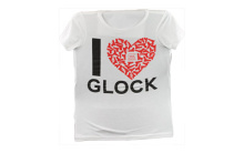 Short Sleeve Shirt, "I Love Glock", Women, XSmall, White AP95136