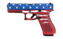 22, GEN 5, Semi-automatic, Striker Fired, Full Size, 40 S&W, 4.49", Red, White, Blue, BattleWorn Flag, Polymer, 15 Rounds, 3 Mags, Fixed Sights, DLC PA225S204-RWBBWFL