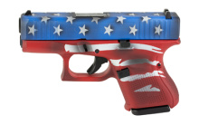 27, GEN 5, Semi-automatic, Striker Fired, Sub-Compact, 40 S&W, 3.43", Red, White, Blue BattleWorn Flag, Polymer, 9 Rounds, 3 Mags, Fixed Sights, DLC PA275S204-RWBBWFL
