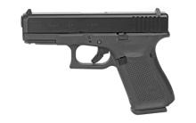 19 Gen 5, Safe Action, Compact Size Pistol, 9MM, 4.02" Marksman Barrel, Polymer Frame, Matte Finish, Fixed Sights, 10Rd, 3 Orange Follower Magazines, Glock OEM Rail, Ambidextrous Slide Stop Lever, Flared Mag Well, nDLC Finished Slide and Barrel, No Finge