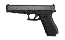 34 Longslide Gen 5, Safe Action, Modular Optic System, 9MM, 5.31" Marksman Barrel, Polymer Frame, Adjustable Sights, 17Rd, Prac/Tac, 3 Orange Follower Magazines, Glock OEM Rail, Ambidextrous Slide Stop Lever, Flared Mag Well, nDLC Finished Slide and Barr