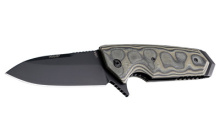 EX-02, Folding Knife, 154CM Stainless Steel / Black, Plain, Folder, Spear Point Blade, Flipper, 3.75", G10 Frame / G-Mascus Green 34218
