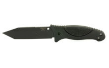 EX-F02, Fixed Blade, Black, Plain, Fixed, Tanto, Retention Sheath With Neoprene Leg Mount, 4.5", Polymer OverMolded 35246