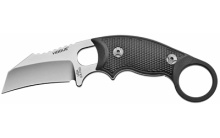 EX-F03, Fixed Blade Knife, 154CM, Plain Edge, Hawkbill Blade, 2.25", Stone Tumbled Blade Finish, Black G10 Frame 35329