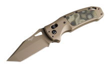 K320 AXG, Sig Sauer P320 Firearm Match, Folding Knife, CPM-S30V, Cerakote Finish, Flat Dark Earth, Plain Tanto Edge, 3.5" Blade, Flat Dark Earth Aluminum Grips with G-Mascus Green G10 Inserts 36365