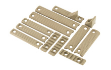 URX 3/3.1 12 Piece Rail Panel Kit, Flat Dark Earth Finish, 1 1-Hole Handstop, 3 2-Hole Panels, 2 2-Hole Panels, 2 3-Hole Panels, 1 2-Hole handstop, 32-Hole Picatinny Rail Sections, 10 Screws, 5 Backing Nuts 30409-FDE