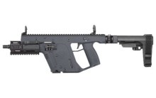 VECTOR SDP SB Enhanced, Combat Grey, 9MM, 6.5'' Threaded Barrel, KRISS Recoil Mitigation System, DEFIANCE Front and RearFolding Sights, SB Tactical SBA3 Collapsible Brace, KRISS Folding Adapter, 3 Lug Adapter, Mini Handguard, Short Rail Section, 1 - 17rd