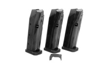 S15 Gen 2 Magazines, 9MM, 15 Rounds, Magazine Release, Fits Glock 43X/48, Powercron Finish, Black, 3-Pack, Includes Steel Magazine Catch S15-COMBO-3M-1C