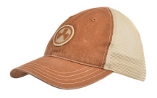 Icon Patch Garment Washed Trucker Hat, Burnt Orange/Khaki, One Size Fits Most MAG1105-813