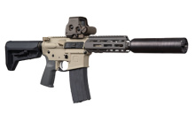 Sugar Weasel, Semi-automatic, SBR, 300 Blackout, 7" Threaded Barrel, Flat Dark Earth, Clear Anodized Finish, 6 Position Stock, 30Rd, Optic Not Included, Product Finishes, Shade Variations and Other Imperfections Are Normal Due to the Manufacturing Proces