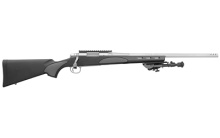 700 Varmint Target Rifle Stainless Steel, Bolt Action Rifle, 308 Win, 22" Barrel, Polished Stainless Finish, Black Synthetic Stock with Gray Overmold Grip Panels, 4 Rounds, Tactical Bolt Knot, Picatinny Rail, Bi-Pod, X-Mark Pro Adjustable Trigger R84358