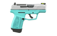 MAX-9, TALO Edition, Striker Fired, Semi-automatic, Polymer Frame Pistol, Sub-Compact, 9MM, 3.2" Barrel, Cerakote Finish Slide, Turquoise, Satin Aluminum Slide, Silver, Optics Ready, Tritium Fiber Optic Front Night Sight, Thumb Safety, 12 Rounds, 2 Magaz