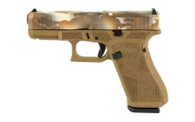 45 MOS, Striker Fired, Semi-automatic, Polymer Frame Pistol, Compact, 9MM, 4.02" Barrel, Glock Marksman Barrel, FDE Multicam Slide With FDE Frame, No Finger Grooves, Fixed Sights, Modular Optic System, 17 Rounds, 3 Magazines, Front Serrations, Ambidextro